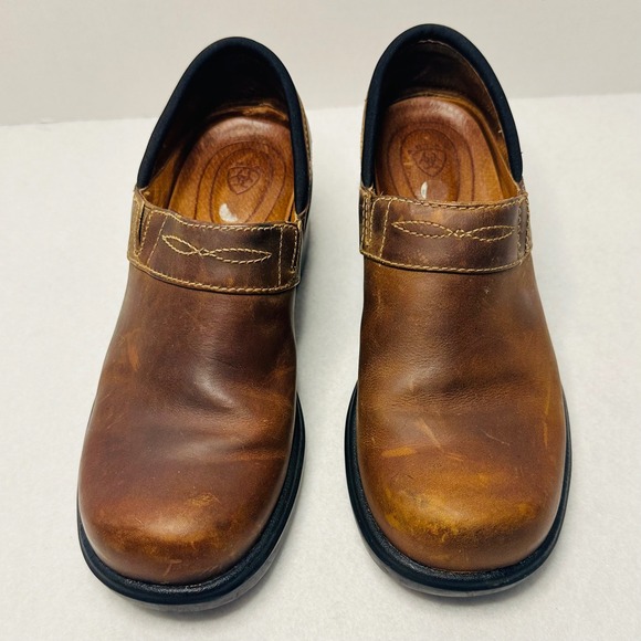 Ariat Santa Cruz Brown Leather Mules Clogs Women US 6.5 B Comfort Shoes - Picture 2 of 7